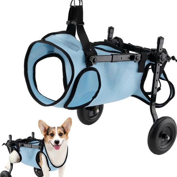 Medium Dog Wheelchair for Back Legs Adjustable Pet Cart Mobility Blue Harness - Picture 1 of 7
